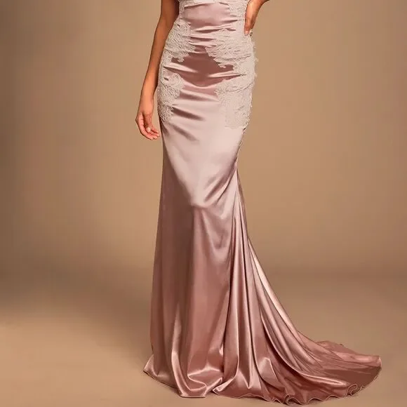 Lulus Fantasy Come True Mauve Pink Satin Dress - Picture 3 of 5